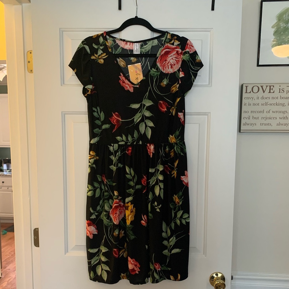 Honey & Lace Black Floral Dress